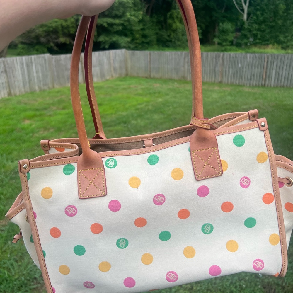 Dooney & Bourke Pink and White Tote with Polka Dots